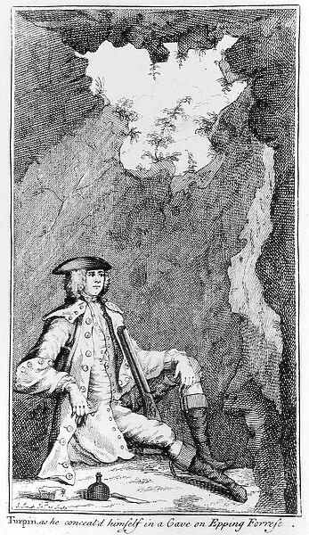Turpin as he Concealed Himself in a Cave on Epping Forrest (engraving) (b  /  w photo)