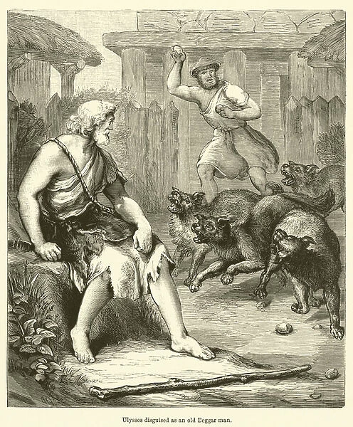 Ulysses disguised as an old Beggar man (engraving)