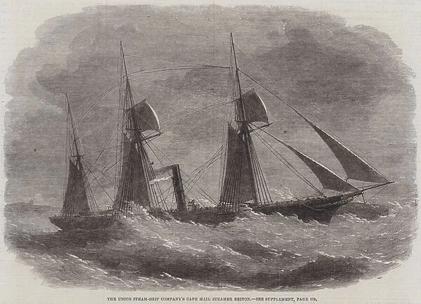 The Union Steam-Ship Companys Cape Mail Steamer Briton (engraving)