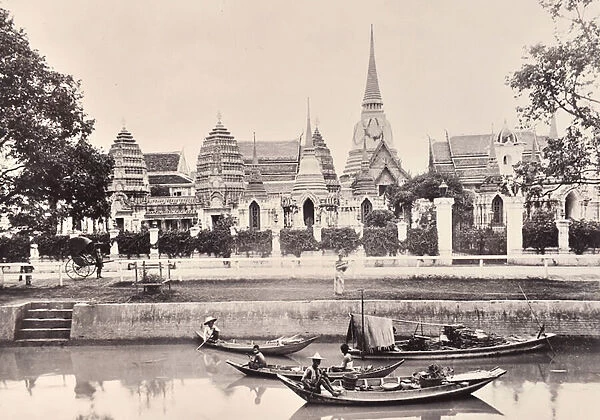 View of a Canal in Bangkok, c. 1890 (b  /  w photo)