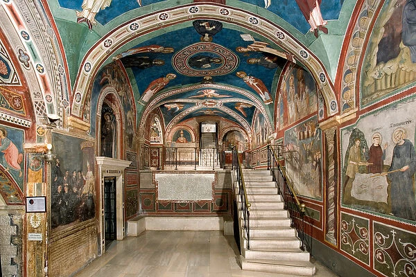 View of the lower church with frescoes representing life and miracles of St