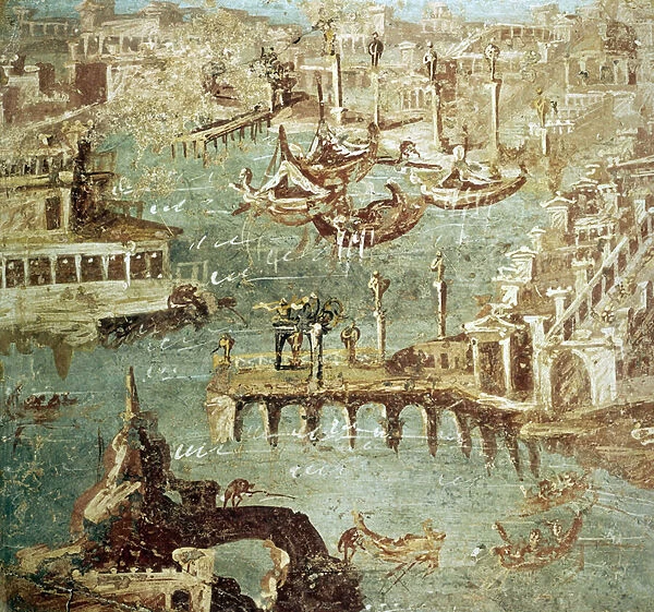 View of the Port of the city Campana (Pozzuoli) in Italy, Fresco of Stabia