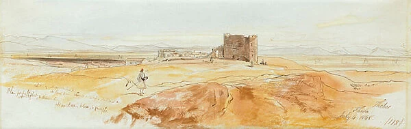 Two views of Thebes, 1848 (pencil, pen & brown ink & w  /  c)