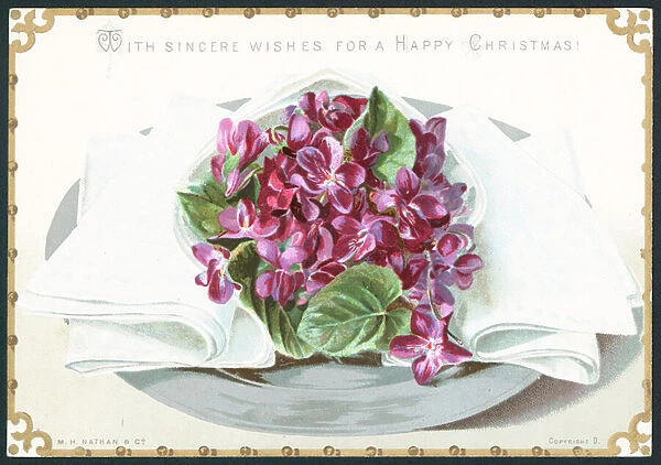Violets, Christmas Card (chromolitho)