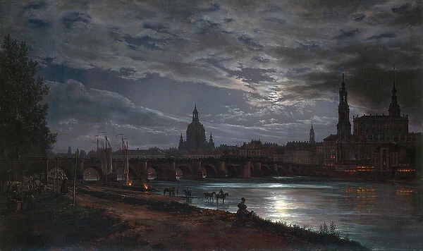 'Vue de Dresde au clair de lune'(View of Dresden by Moonlight