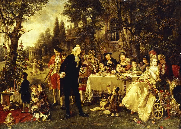 Wedding Party in the Garden of Fontainebleau, (oil on canvas)