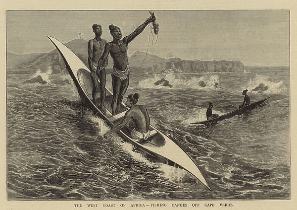 The West Coast of Africa, Fishing Canoes off Cape Verde (engraving)