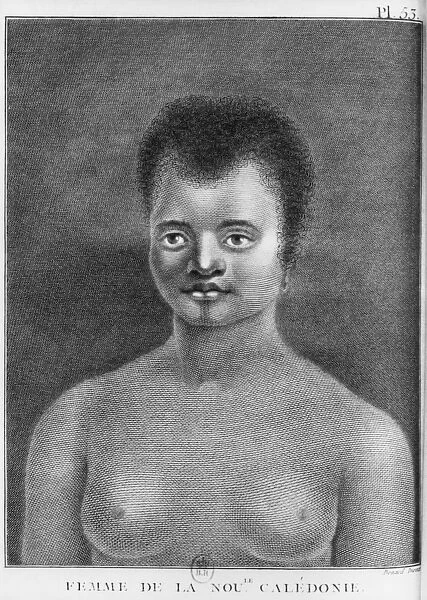 Woman of New Caledonia, engraved by Benard (18th century) illustration from Second