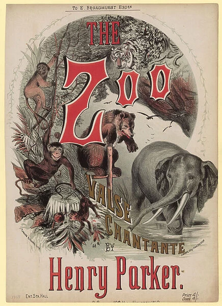 The Zoo Charante. Valse Chantante by Henry Parker (colour litho)