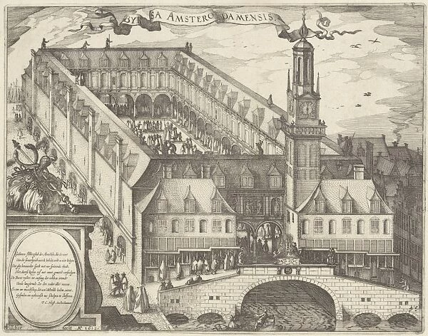 Amsterdam Stock Exchange, The Netherlands, print maker: Claes Jansz. Visscher II, P