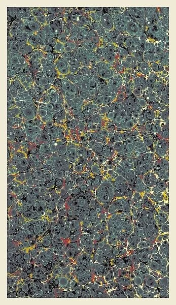 Background, 19th century lithograph, marbled paper