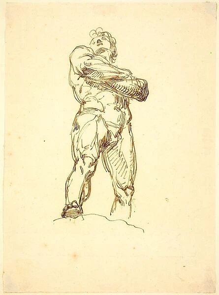 Bertel Thorvaldsen, Danish (c. 1770-1844), A Heroic Male Nude, pen and brown ink