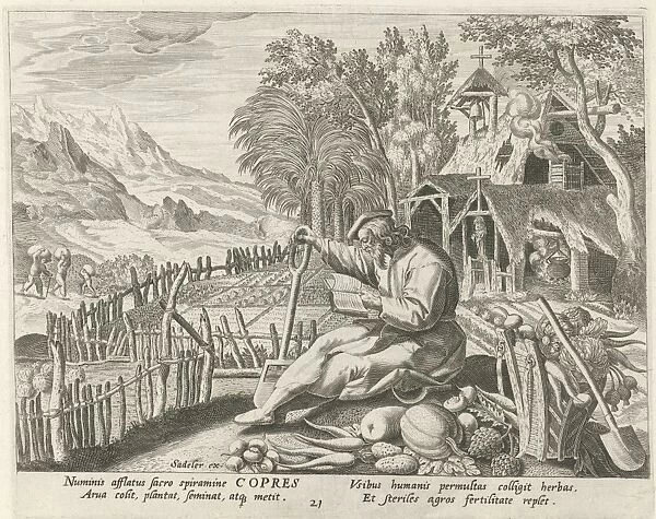 Copres of Egypt as a hermit, Johann Sadeler (I), Raphael Sadeler (I), Maerten de Vos
