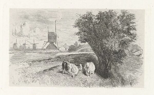 Cows at a road, Charles Rochussen, 1855