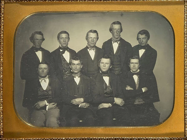 Group Portrait Nine Young Men American 1850 Daguerreotype