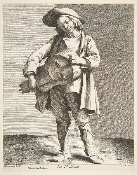 Hurdy-Gurdy Player 1737 Etching engraving image