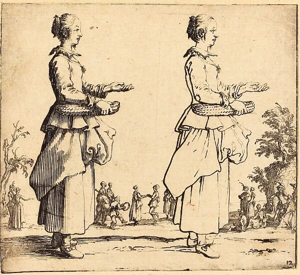 Jacques Callot (French, 1592 - 1635), Peasant Woman with Basket, in Profile, Facing