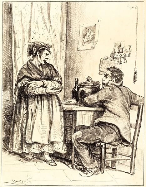 Lucien, Domestic Dispute, French, active mid 19th century, lithograph