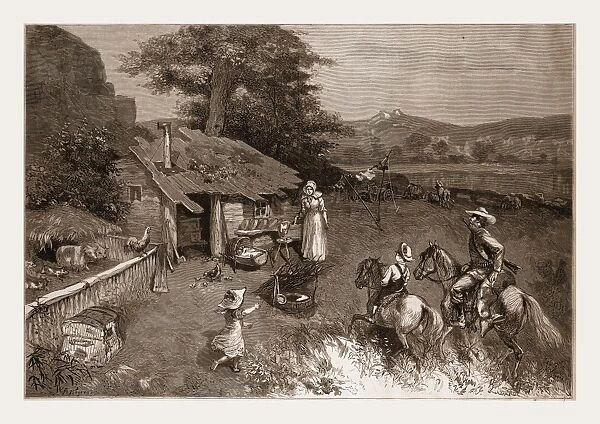 The Settlers First home in the Far West, Drawn by W