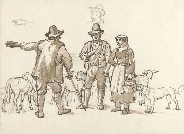 Shepherds shepherdess conversation Drawing group