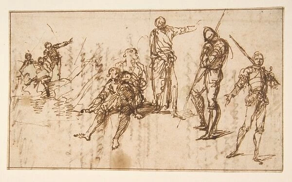 Two Standing Soldiers Six Figures 1615-73 Pen