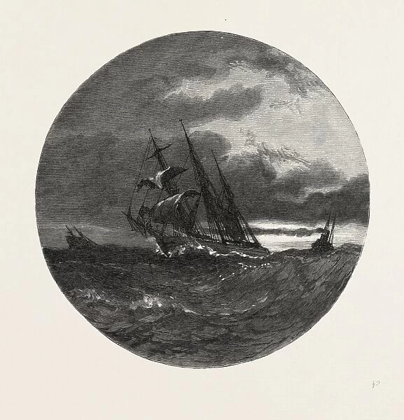 A Storm on Lake Erie, Canada, Nineteenth Century Engraving