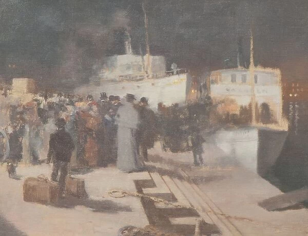 William Blair Bruce Departure Ship Painting oil