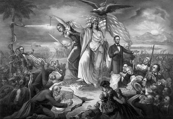 Civil War print of Lady Liberty during the outbreak of war