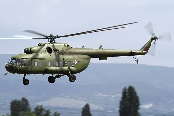 Serbian Air Force Mi-17 helicopter in flight over Serbia