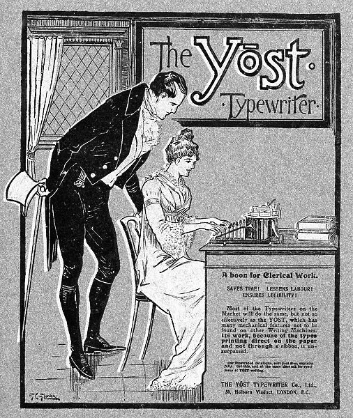 Advertisement for the Yost typewriter, 1901. Artist: Glover