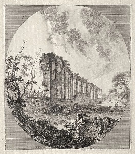 Ancient Ruins: Ancient Aqueduct, 1756. Creator: Jean-Claude-Richard de Saint-Non (French