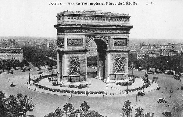 Arc de Triomphe and Place de l Etoile, Paris, France, early 20th century