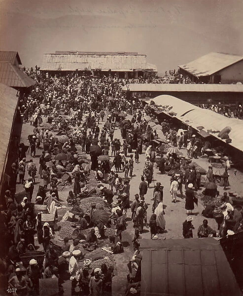 Bhutan and Nepalese People at Darjeeling, Sunday Morning Market Scene, 1860s-70s