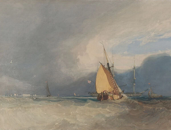 Boats off the Coast, Storm Approaching, 1830. Creator: John Sell Cotman