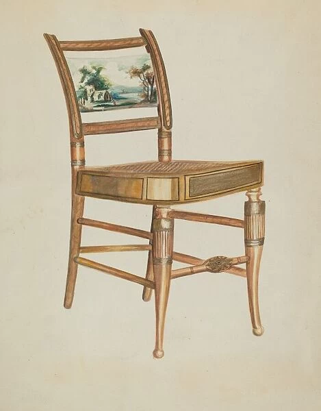Chair - with Hudson River Scenes, 1935  /  1942. Creator: Ella Josephine Sterling