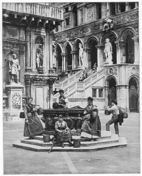 Courtyard of the Ducal Palace, Venice, late 19th century. Artist: John L Stoddard