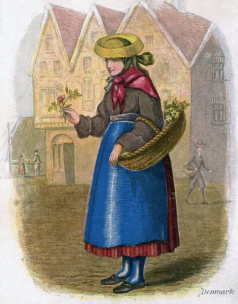 Danish Woman selling Flowers, 1809. Artist: W Dickes