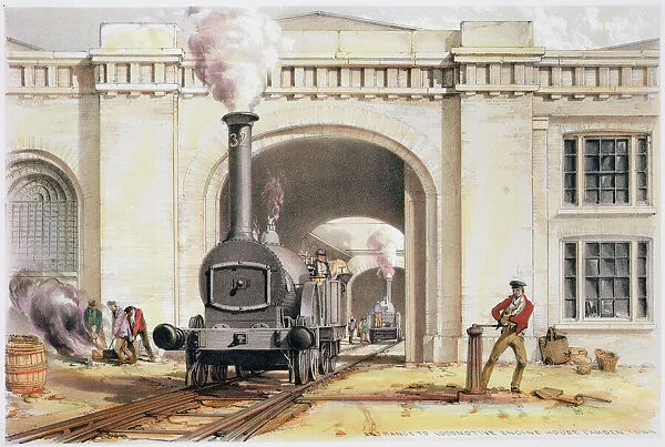 Entrance to the locomotive engine house, Camden Town, London, 1839