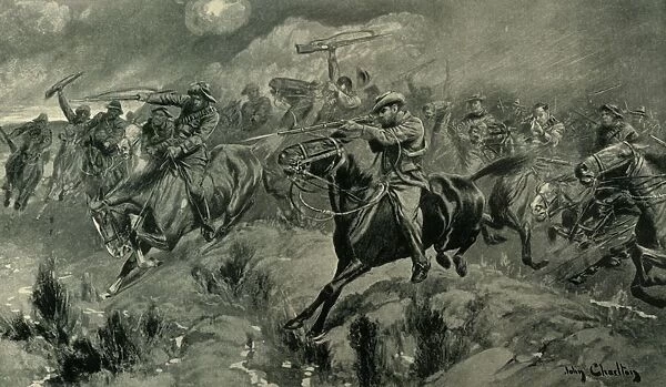 The Fight at Brakenlaagte: Boers Charging, 1902. Creator: John Charlton