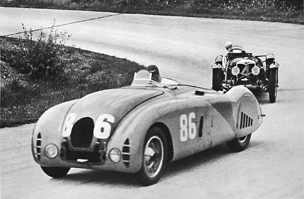 French Grand Prix, 1936: A new streamlined Bugatti, followed by a Riley, 1936, (1937)