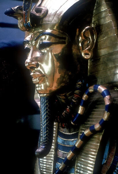 Gold mask of Tutankhamun on the second coffin