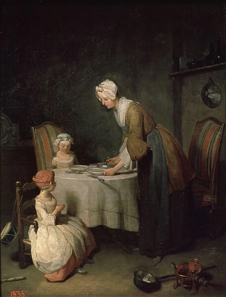 Grace Before Dinner (Le Benedicite), 1744. Artist: Jean-Simeon Chardin