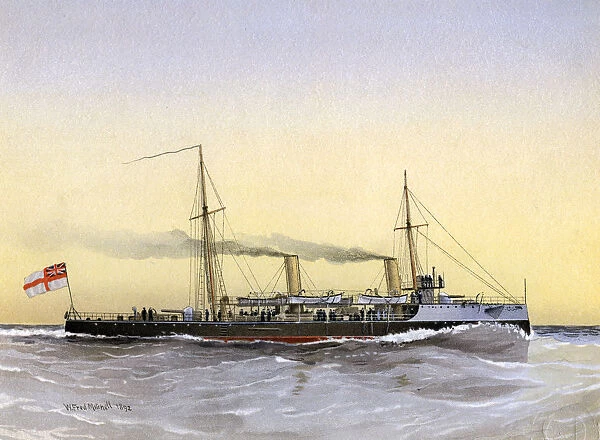 HMS Speedwell, Royal Navy torpedo gunboat, 1892. Artist: William Frederick Mitchell
