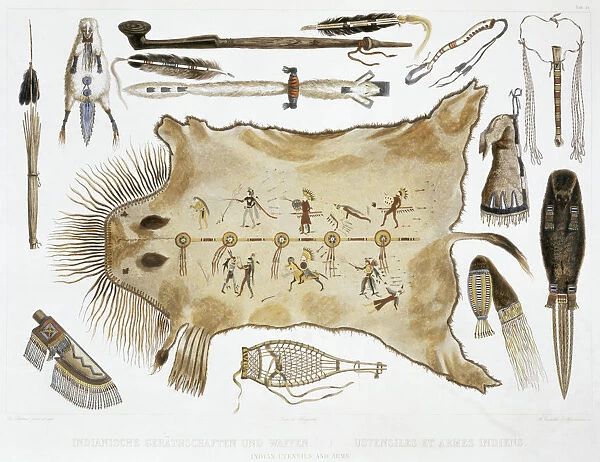 Indian Utensils and Arms, 1843. Artist: A Zschokke