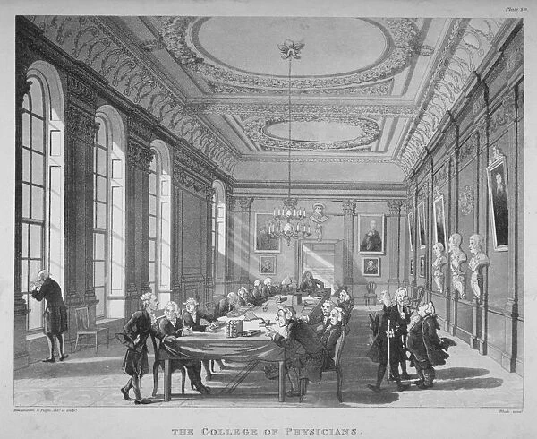 Interior of the boardroom with board members, College of Physicians, City of London, 1808