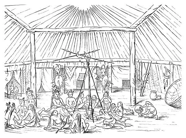 Interior of a Teepee, 1841. Artist: Myers and Co