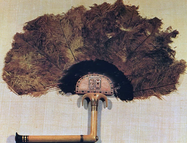 Ivory fan trimmed with ostrich feathers, from the Tomb of Tutankhamun, 14th century BC