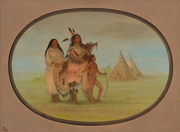 A K nisteneux Warrior and Family, 1861  /  1869. Creator: George Catlin