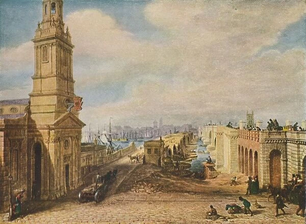 London Bridges Old and New, 1831, (1920). Artist: George Scharf