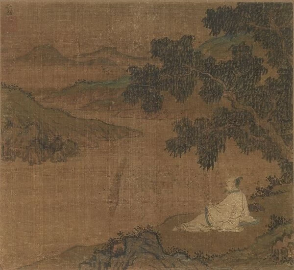 Man on a Hillside under a Tree Overlooking a River, Ming Dynasty(?). Creator: Unknown